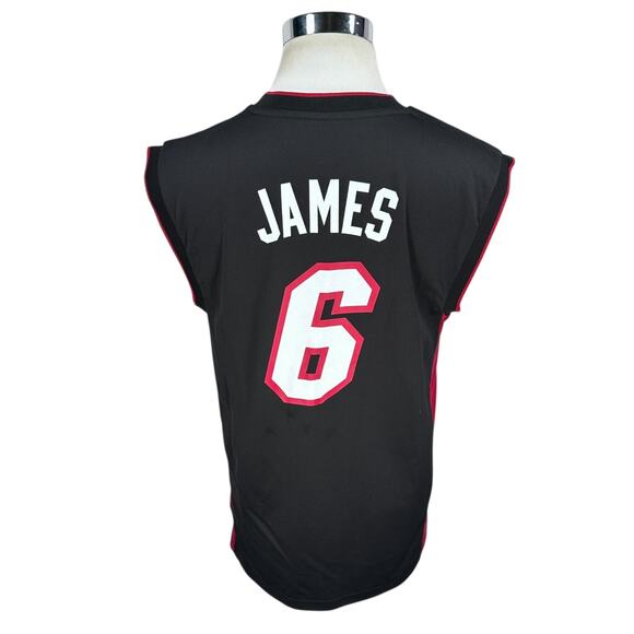 Adidas Miami Heat LeBron James #6 Jersey Men’s Small Red Black V-Neck Pullover - Picture 7 of 11